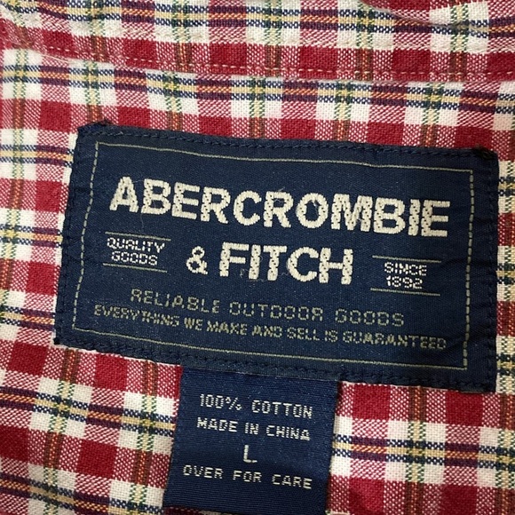 Abercrombie & Fitch Y2K Plaid Button Up Long Sleeve 100% Cotton Shirt Sz L - Picture 6 of 7
